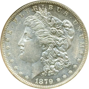 image for: Top 100 VAM: 1879-O $1 VAM 4 O/Horizontal O ANACS AU50