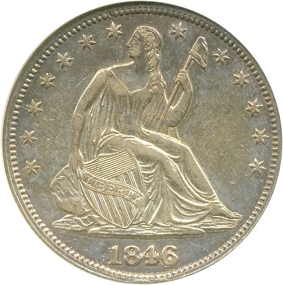 image for: 1846 50c 6/Horiz.6 ANACS AU50 
