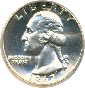 image for: 1962 25c PCGS Proof 69 Cameo