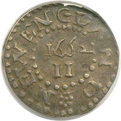 image for: 1662 2 Pence Oak Tree PCGS AU55 