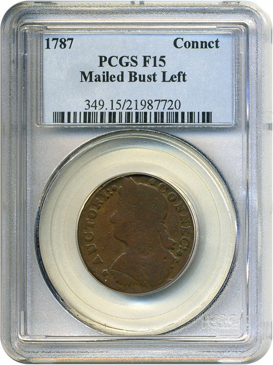 image for: 1787 Connecticut Mailed Bust Left PCGS F15 BN