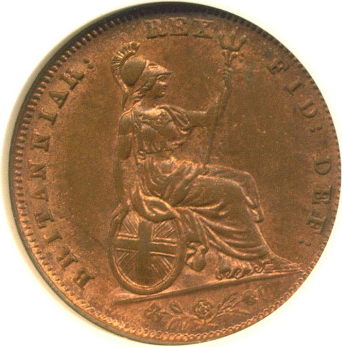 image for: Great Britain: 1836 Farthing  NGC MS64 RB (Spink-3848)