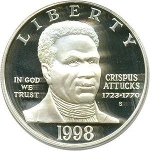image for: 1998-S $1 Black Patriots/Crispus Attucks PCGS Proof 69 DCameo