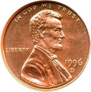 image for: 1996-D 1c NGC MS67 RD