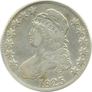 image for: 1825 50c ANACS VF20 Details (Bent-Cleaned)