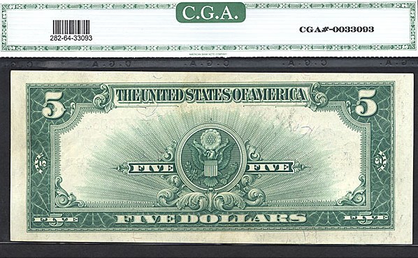 image for: Fr.282 1923 $5 Porthole CGA Choice CU64  [A2758063B]
