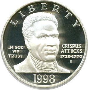 image for: 1998-S $1 Black Patriots/Crispus Attucks PCGS Proof 69 DCameo