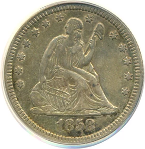 image for: 1858 25c PCGS XF45