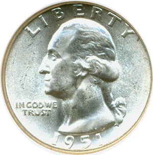 image for: 1951 25c NGC MS66