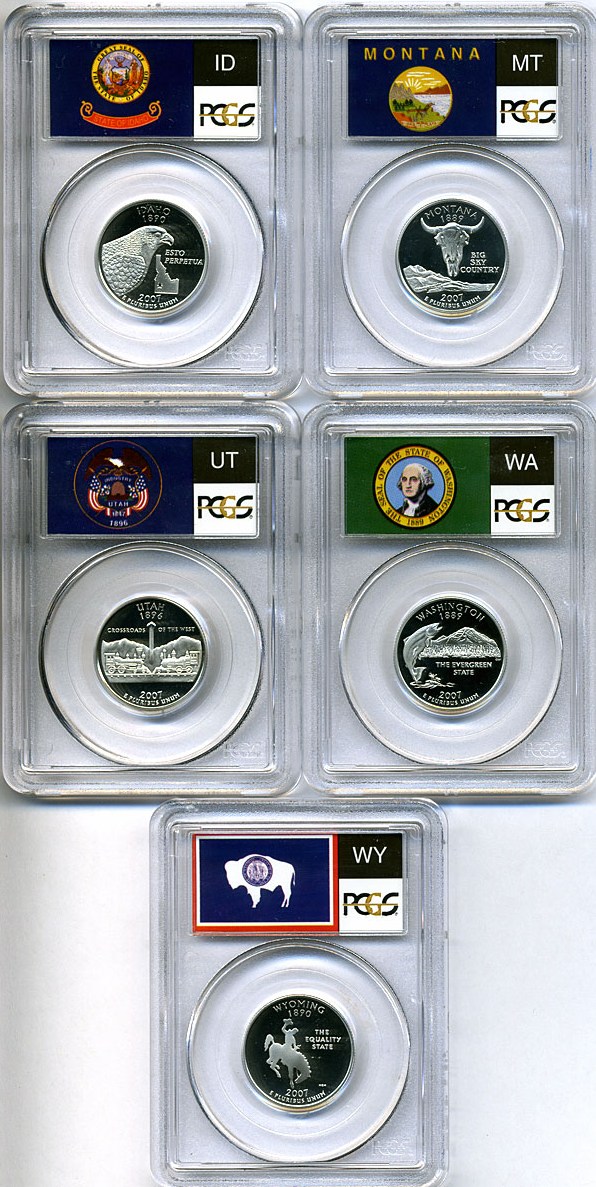 image for: 2007-S 25c State Quarters Proof Set - Clad (5 coins) PCGS Proof 69 DCameo