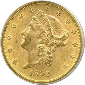 image for: 1892-S $20 PCGS MS62