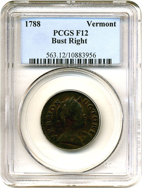 image for: 1788 Vermont Bust Right PCGS F12 BN