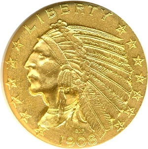 image for: 1908 $5 Indian NGC AU58