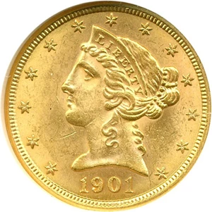 image for: 1901 $5 NGC MS62