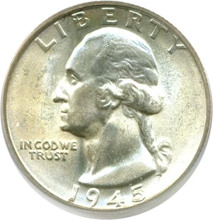 image for: 1945 25c PCGS MS65
