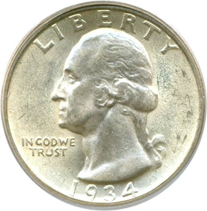 image for: 1934-D 25c PCGS AU58