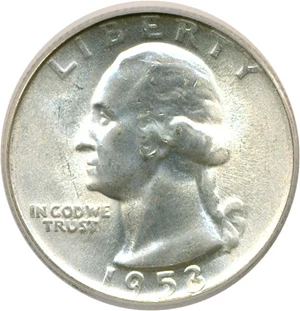 image for: 1953-S 25c ICG MS66