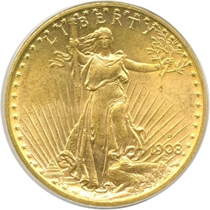 image for: 1908-D $20 Motto PCGS/CAC MS64