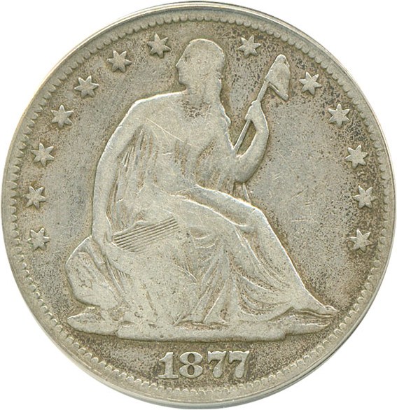 image for: 1877 50c  ANACS VG10 Details (Cleaned)