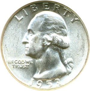 image for: 1953 25c NGC MS66