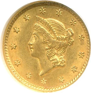 image for: 1852 G$1 NGC MS61