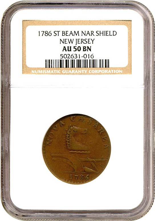 image for: 1786 New Jersey St Beam Narrow Shield NGC AU50 BN
