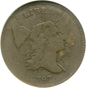 image for: 1797 1/2c Plain Edge ANACS F12 BN Details (Damaged, C-1)