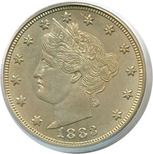 image for: 1883 5c No Cents PCGS MS65