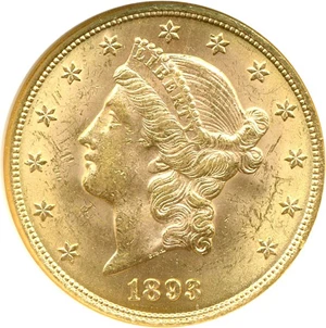 image for: 1893 $20 NGC MS62