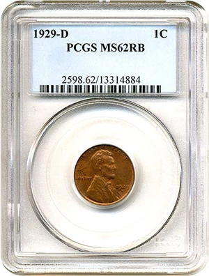 image for: 1929-D 1c PCGS MS62 RB