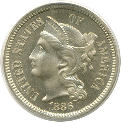 image for: 1886 3cN  PCGS Proof 65 Cameo