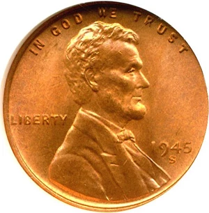 image for: 1945-S 1c NGC MS67 RD