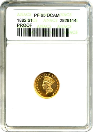 image for: 1882 Gold $1 ANACS Proof 65 DCameo
