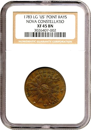 image for: 1783 C Nova Pointed Rays, Lg US NGC XF45 BN