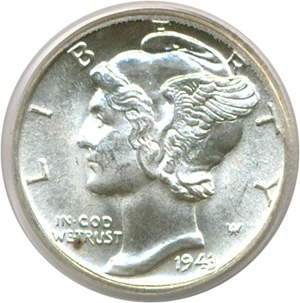 image for: 1943-D 10c PCGS MS66 FB