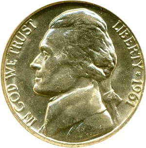 image for: 1961-D 5c NGC MS65 ex: Omaha Bank Hoard