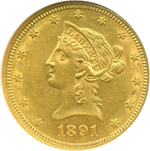 image for: 1891-CC $10 NGC AU58