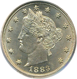image for: 1883 5c No Cents PCGS MS66