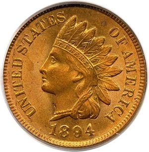 image for: 1894 1c PCGS MS65 RD