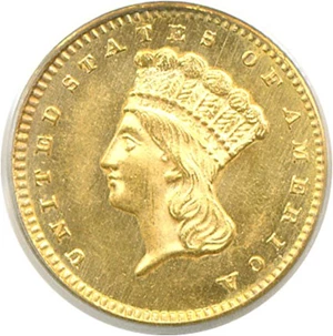 image for: 1861 G$1 PCGS MS64