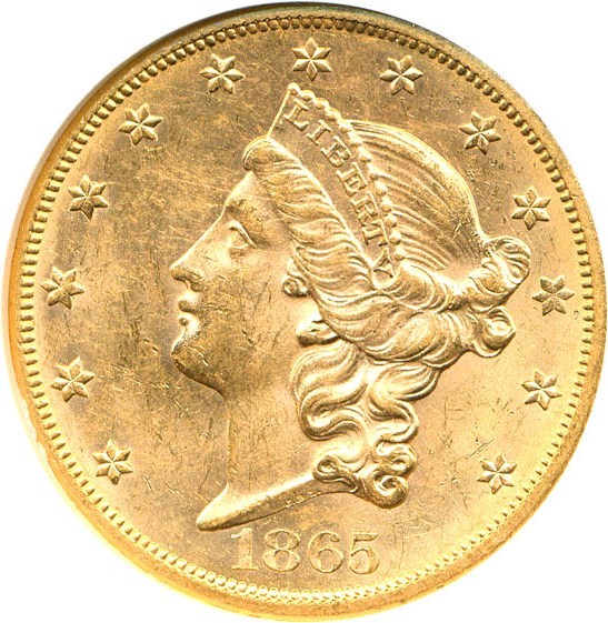 image for: 1865-S $20 Small S NGC MS61 Ex: SS Republic w/Box!