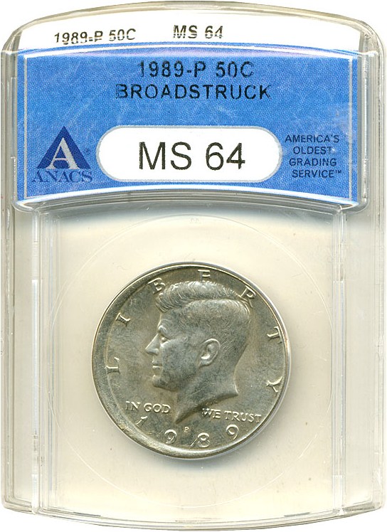 image for: 1989-P 50c  ANACS MS64 - Broadstruck