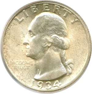 image for: 1934 25c Lt. Motto PCGS MS66