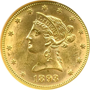 image for: 1893 $10 NGC MS62