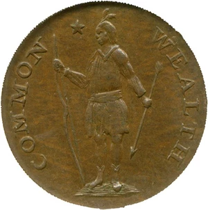 image for: 1787 Cent Massachusetts, Arrows in Left Claw NGC MS62 BN