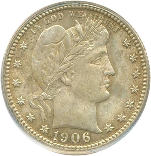 image for: 1906 25c PCGS MS64