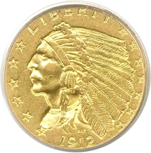 image for: 1912 $2 1/2 PCGS AU55