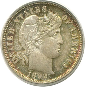 image for: 1892 10c PCGS MS65