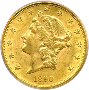 image for: 1890-S $20 ICG MS61 - Double Die Reverse