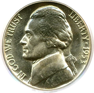 image for: 1953-D 5c PCGS MS66 ex: Omaha Bank Hoard